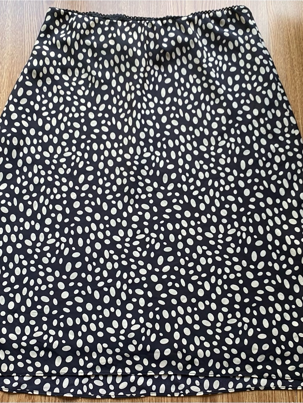 Max Studio Black Ivory Abstract Polka Dot Midi Skirt Large